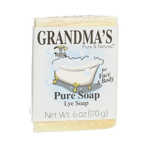 Grandma 's Pure Lye Soap Bar, Unscented Face & Body Wash Cleans with No Detergens, Dyes & Fragrances - 60018, Pack of 2