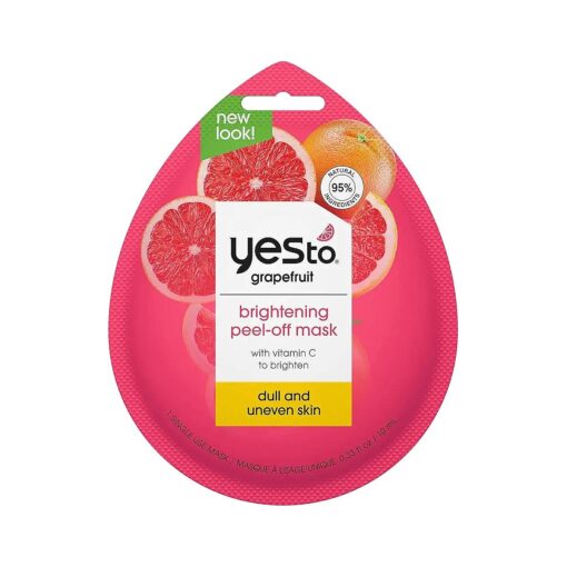 Yes To Grapefruit Peel-Off Mask, Brightening & Balancing Mask Leaving Your Skin Smooth Radiant & Refreshed, With Antioxidants & Vitamin C, Natural, Vegan & Cruelty Free