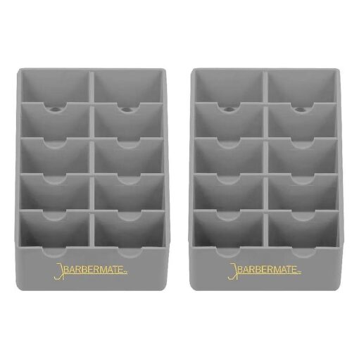 2 Pack BarberMate Blade Rack Storage Tray - Holds 10 Clipper Blades ( Gray )