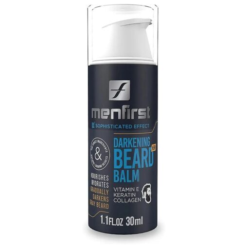 MENFIRST - Gray Darkening Beard Balm - Leave-in Conditioner - Works on Sensitive Skin - Gradually Reduces White or Gray hair Infused with Keratine, Collagen and Vitamin E. - Natural Looking Results