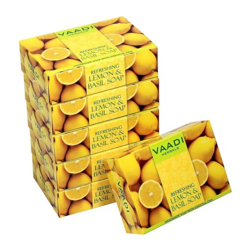 Vaadi Herbals Super Value Refreshing Lemon and Basil Soap, 75gms x 6