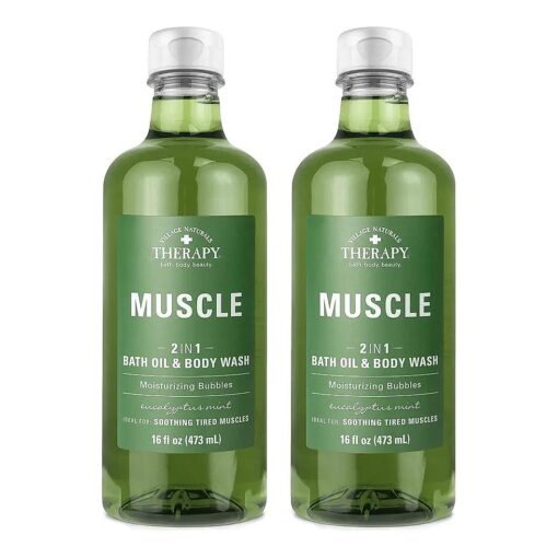 Muscle Foaming Bath Oil and Body Wash 16 oz, 2 pack, Green, 16 oz