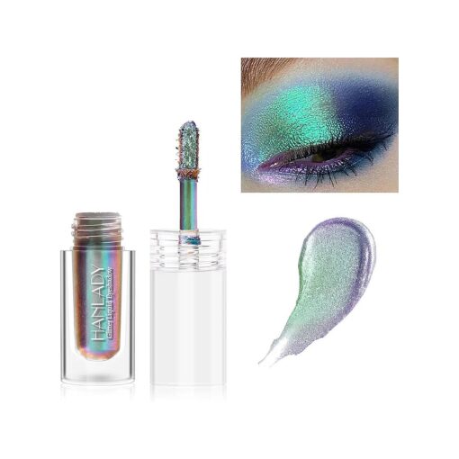 Chameleon Eyeshadow Liquid Glitter Eye Makeup, Glitter Eyeshadow Green Intense Color Shifting Long Lasting with No Creasing, Quicky Dry & High Pigmented Shimmer Eye Shadow, Aurora