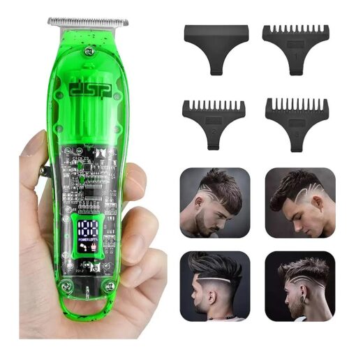 DSP Cordless Trimmer - Stainless Steel Blades, 3 Guides, USB Rechargeable, LED, 2 Hours Charge for 120 Mins Use for Men & Barbers ( Green )