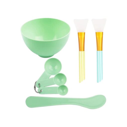 Face Mask Mixing Bowl Set, 7 in1 DIY Facemask Mixing Tool Kit, Facial Mask Bowl Stick Spatula Silicone Face Mask Brush Soft Face Brushes ( Green )