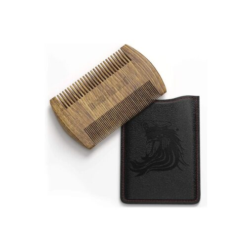 Bossman Pocket Size Sandalwood Beard Comb with Protective Case - Beard, Mustache, and Hair Fine and Wide Tooth Wood Comb - Beard Care Shaping Tool for Men