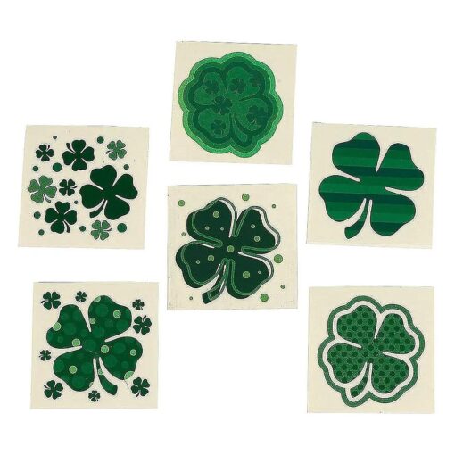 Fun Express - Shamrock Patterned Tattoos for St. Patrick 's Day - Apparel Accessories - Temporary Tattoos - Regular Tattoos - St. Patrick 's Day - 72 Pieces