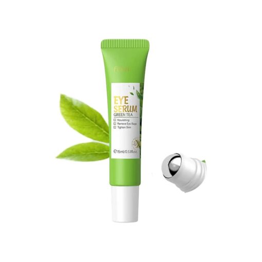 AKARY Green Tea Eye Serum and Under Eye Roller Cream, for Eye Bags Puffiness, Caffeine Eye Cream with 360deg Massage Ball Reduce Wrinkles and Fine Lines, Under Eyes, Moisturizing, Hydrating, Firming Eye Skin ( Green Tea )