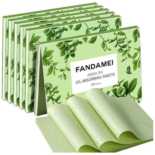 FANDAMEI Oil Blotting Sheets For Face, 600 Sheets Oil Blotting Papers For Face, Blotting Paper for Oily Skin, Oil Control Film, Oil Absorbing Sheets For Face, Oil Absorbing Tissues, Green Tea