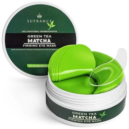 Green Tea Matcha Eye Mask Under Eye Patches Treatment for Dark Circles, Eye Bags, Puffiness - Anti-Wrinkle With Hyaluronic Acid and Collagen - 30 Pairs/60 Pcs .