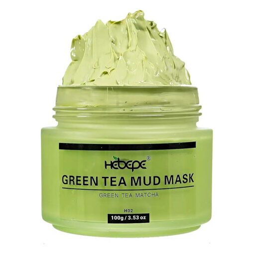 Green Tea Matcha Facial Detox Mud Mask with Aloe Vera, Deep Cleaning, Hydrating, Detoxing, Healing, and Relaxing Volcanic Clay Facial Mask