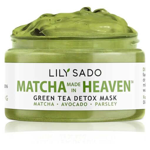 LILY SADO Green Tea Matcha & Avocado Face Mask - Organic Natural Vegan Facial Mask - Anti-Aging Antioxidant Defense Against Acne, Blackheads & Wrinkles for a Soft Glowing Complexion - 4 oz