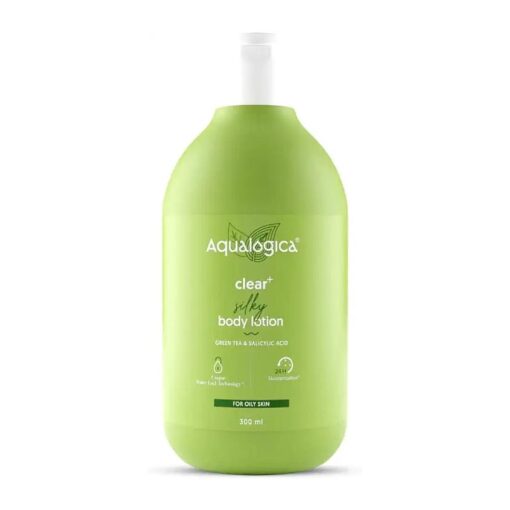 Clear+ Silky Body Lotion | 10.14 Fl Oz ( 300ml ) | with Green Tea & 1 % Salicylic Acid | Organic Body Lotion & Cream Moisturizer | for Smooth, Oily, Soften, & Dry Skin