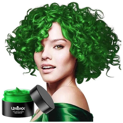 Washable Hair Coloring Wax Material Unisex Color Dye Styling Cream Natural Hairstyle Pomade Temporary Party Cosplay Natural Ingredients ( Green )