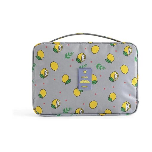 Toiletry Bag for Women, Large Hanging Travel Toiletry Bag, Water-resistant Cosmetic Makeup Organizer for Toiletries and Cosmetics, Bathroom Shower Bag with Handle and Hook, Grey-Lemon .