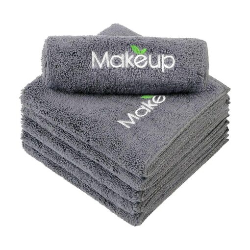 Orighty Makeup Remover Wash Cloths - Super Soft & Quick Dry Microfiber Face Towel, Absorbent Washcloths for Cleansing, Fingertip Face Towels for Makeup Removal, 13 x 13 inch, Pack of 1, 6 Count, Grey