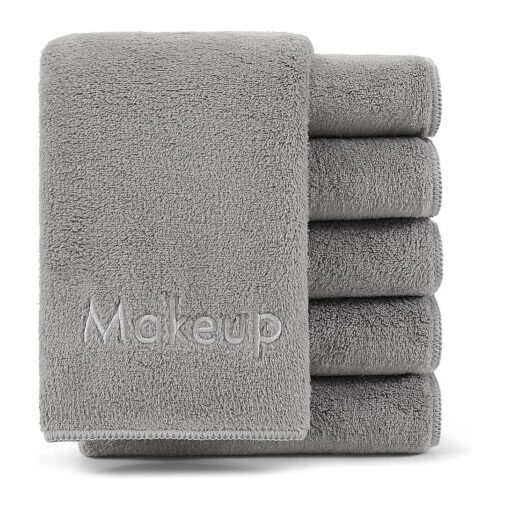 Arkwright Makeup Remover Wash Cloth - ( Pack of 6 ) Soft Coral Fleece Microfiber Fingertip Face Towel Washcloths for Hand and Make Up, 13 x 13 in, Grey