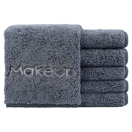 HOMEXCEL Makeup Remover Wash Cloth 6 Pack, Premium Washable Soft 13x13 Inch Facial Cleansing Makeup Towels, Quick Dry Microfiber Face Towels Washcloths For All Skin Types, Grey