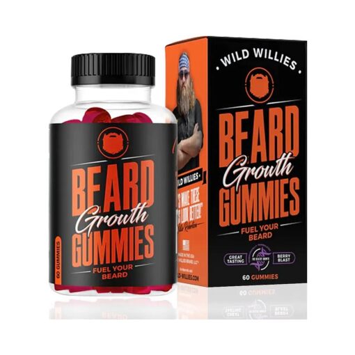 Wild Willies Beard Growth Gummies Supplement Grow Fuller & Thicker Beard, Formulated with Biositol Complex & 19 Hair Grooming Nutrients & Vitamins - 60 Gummies, Berry Blast Flavor