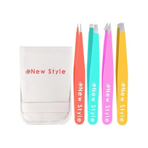 New Style Professional Stainless Steel Tweezers Set, Multicolored Combo Pack, with Travel Case ( With Possible Surprise Bonus ! )