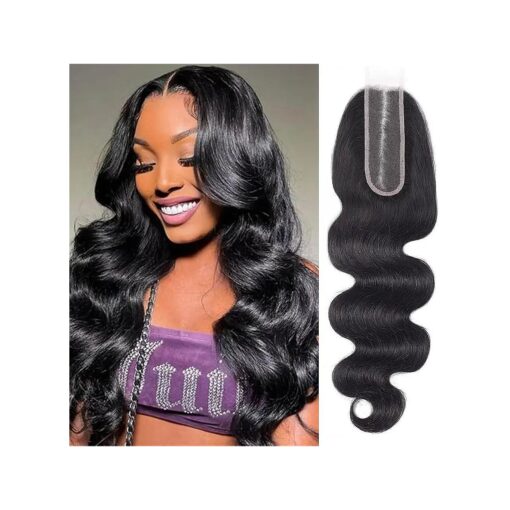 Brazilian 2x6 Human Hair Lace Closure HD Transparent 2x6 Body Wave Lace Closure Middle part Human Hair kim K Closure With baby hair ( 16 inch, 2x6 Closure )