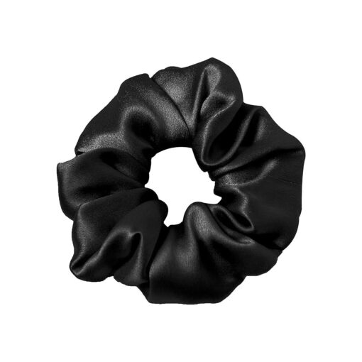 LILYSILK Silk Hair Scrunchies for Frizz & Breakage Prevention, 100 % Mulberry Silk Hair Ties No Damage, Elastic Silk ponytail Holders, 1Pc, Black