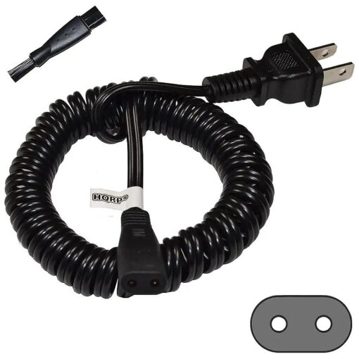 HQRP AC Power Cord Works with Philips Norelco 6945XL 6948XL 725RL 885RX HP1311 HP1605 HQ4821 HP1615 835RX Shaver Lead Mains Cable + HQRP Cleaning Brush