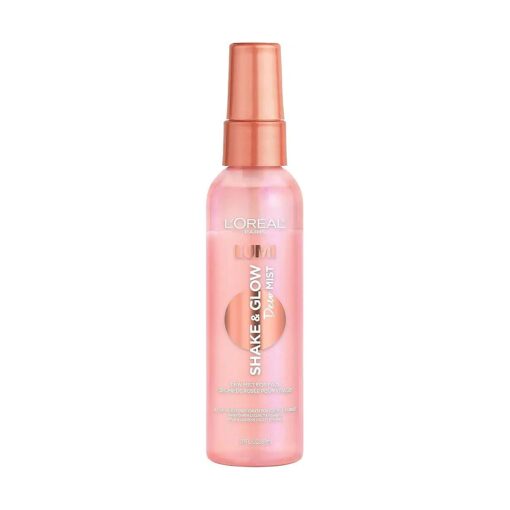 L'Oreal Paris Makeup LUMI Shake and Glow Dew Mist, Hydrating and Soothing Face Mist, Prep and Set Makeup, Energizes Skin with a Healthy Boost of Hydration, Natural Finish, 3 fl ; oz .