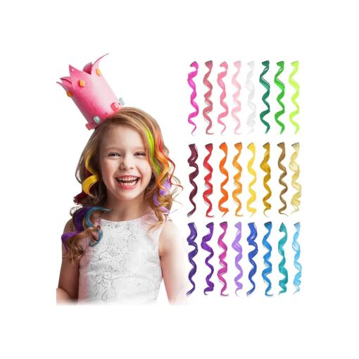 Dreamlover Hair Accessories for Girls, Colored Hair Extensions, Crazy Hair Day Accessories, Gifts for Kids, 24 Pieces