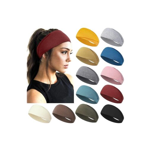 AKTVSHOW Headbands for Women Short Hair Elastic Hair Bands for Women 's Hair Non Slip Workout Sports Yoga Head Band Hair Accessories Wide Thick Sweat Hair Wrap for Girls 12 Pack