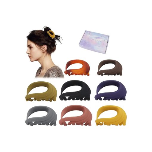 8pcs Medium Hair Claw Clips for Thin Hair,2 size Matte Hair Clips for Women,2.6 Inch Strong Flower Clip Clamp for Medium Thick Hair, Non Slip Hair Jaw with Gift Box