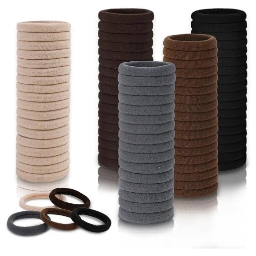 100 PCS Hair Ties, Hair Ties No Damage, Hair Elastics Hair Accessories for Women Girls, Elastic Hair Ties Ponytail Holders, Thick Seamless Hair Ties, Neutral Color