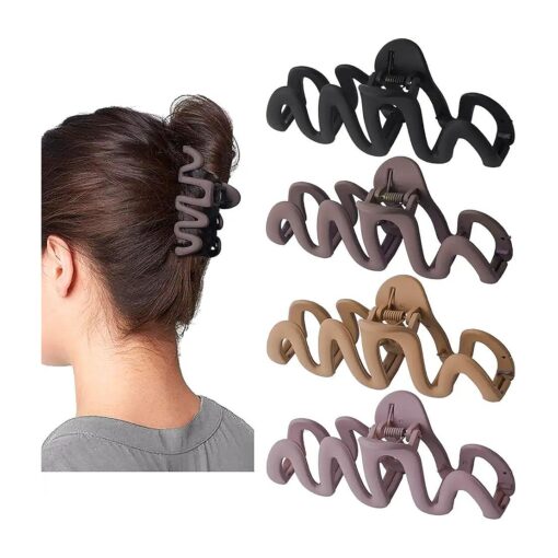 Large Hair Claw Clips for Thick Hair - Big Claws Clip for Thin Curly Long Hair 4.1 Inch Matte Neutral Brown Black Hair Clip Strong Hold Non Slip Banana Clips Hair Accessories for Women Girls