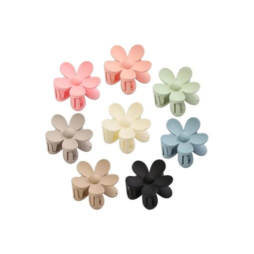 8PCS Flower Claw Clips, Hair Claw Clips for Thick Thin Hair, Non Slip Flower Hair Clips, Strong Hold Hair Clips for Women Girls, Aesthetic Color