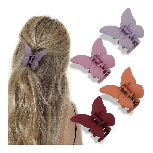 Butterfly Hair Clips 4Pcs Hair Claw Clips for Women Butterflies Clips for Girls Cute Hair Clips Matte Hair Claws Butterfly Hair Accessories Jaw Clips for Thin and Medium Hair Clips Gifts