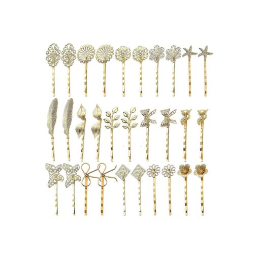 inSowni 30 Pack/15 Pairs Light Gold Retro Vintage Metal Bobby Pins Hair Clips Barrettes Accessories for Women Girls