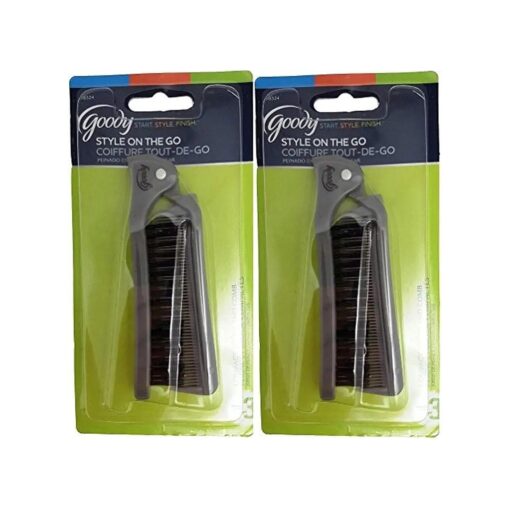 Goody 08524 Style On The Go Compact Brush and Comb Combo ( Pack of 2 ) ; Maintain Your Look On the Go ; Perfect Size for Purse, Pocket or Tote Bag ; Measures Approx, 8.25" When Unfolded & 4.5" When Folded