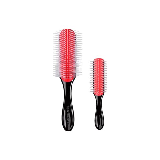 2 PCS Hair Brush for Women Men Curly Wet or Dry Hair 9 Row 5 Row Classic Styling Brushes for Natural Thick Hair, Blow Separating, Shaping Defining Detangling Curls Tools Travel Bristle Black Hairbrush