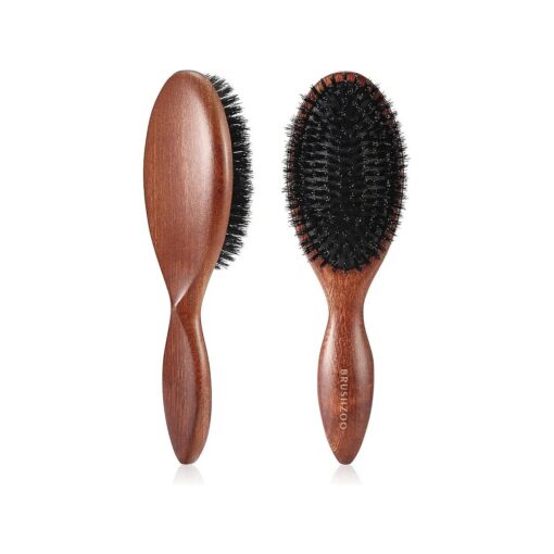 BRUSHZOO Hair Brushes for Women Men Kid, Boar Bristle Hair Brush for Fine Short Thin All Hair Type Keep Hair Heathy, Hairbrush for Restore Shine And Texture