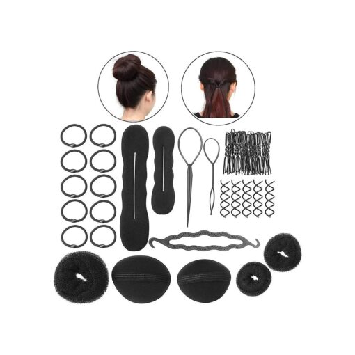 26 Pcs Hair Bun Crown Shapers Women Girls Maker Hair Braid Tool Perfect Hair Bun Making Styling Tools Set DIY Bun Maker Clip Curler Roller Tool Twist Donut Bun Hair Styling Accessories Kit