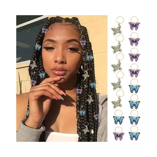 Formery Loc Jewelry Hair Gold Butterfly Charms Braids Jewels Clips Locs Dreadlock Hair Accessories for Women and Girls ( 15pcs ) ( Butterfly )