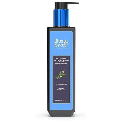 Blue Nectar Hair Fall Control and Healthy Scalp Hair Cleanser Shampoo for dry dull and damaged hair ( 10 Herbs, 6.76 Fl oz )