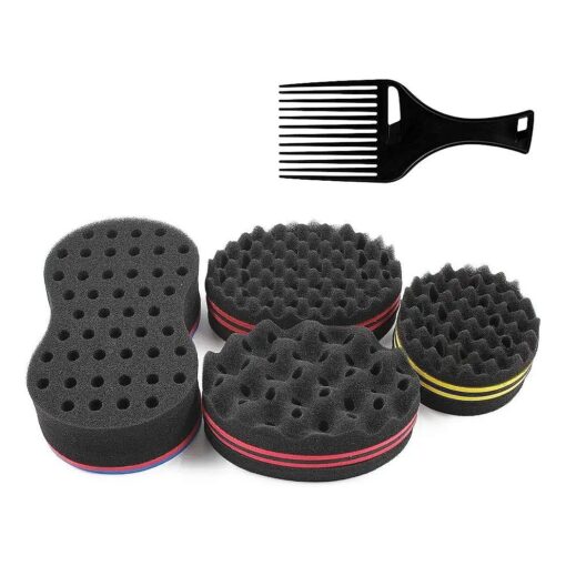 Big Holes Magic Barber Sponge Brush Twist Hair For Wave, Small Wave Big Wave, Coils, Afro Curl As Hair Care Tool Men and Women Curl Hair Sponge ( 4PCS )