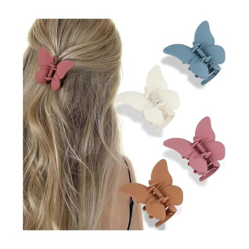 Butterfly Hair Clips Butterfly Clips Hair Claw Clips for Girls 2.6" Hair Clips for Women 4Pcs Claw Clip Matte Hair Claws Butterflies Accessories Hair Clamps Jaw Clips for Thin and Medium Hair