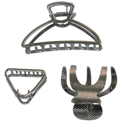 Sensory4u Metal Hair Claw Clips Variety Pack ( Gray )