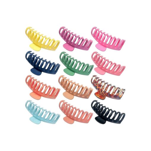 12Pcs Big Hair Claw Clips for Women Girls Nonslip Matte 4.3 Inch Large Banana Jaw Clips Hair Accessories Lightweight and Strong Hold