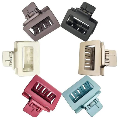 Hair Claw Clips for Women 2 Inch Matte Rectangular Small Claw Clips for Thick Thin Hair Cute Medium Square Claw Clips Sturdy Durable Strong Grip Non-slip Individually Packaged Gift for Women 6 Colors