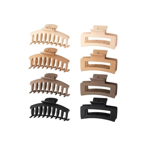 Hair Claw Clips for Women & Girls, 8 PCS Hair Clips for Thick Hair, Thin Hair Strong Large Hold Hair Claw 4.3 Nonslip Hair Clamps Claw Clip Grips for Bathing & Cooking Vintage Claw Clips