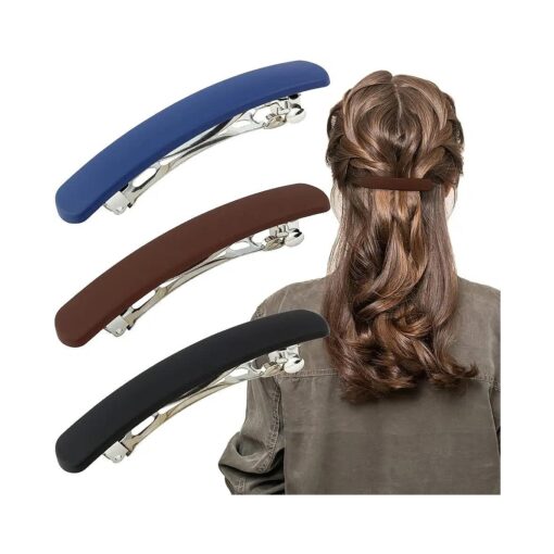 Hair Clips Hair Claw Clips Barrettes for Women 3Pcs Matte Barrettes for Thin Fine Hair 3.54" Flat Hair Clip Hair Pins French Barrette Hair Clips for Short Medium Hair Hair Accessories Gifts