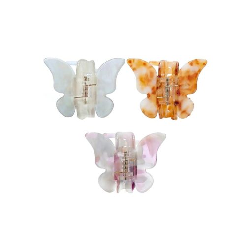 Butterfly Hair Clips, Tortoise Shell Cellulose Acetate Barrettes Claw Clips No-Slip Grip French Design Hair Jaw Clips Clamp Small Hair Accessories for Women Girls Ladies ( 3 Pack )